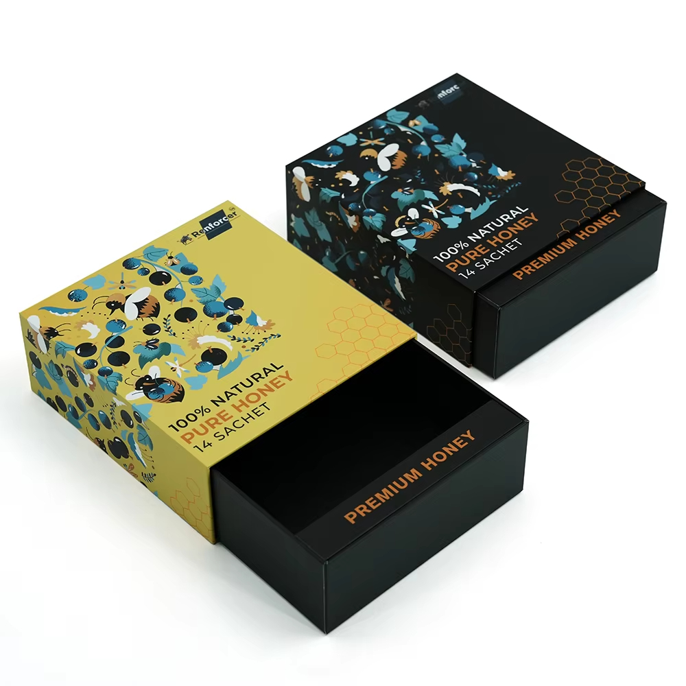 Изготовленная на заказ жесткая картонная коробка с выдвижной конструкцией, роскошная подарочная упаковка в виде ящика для меда.