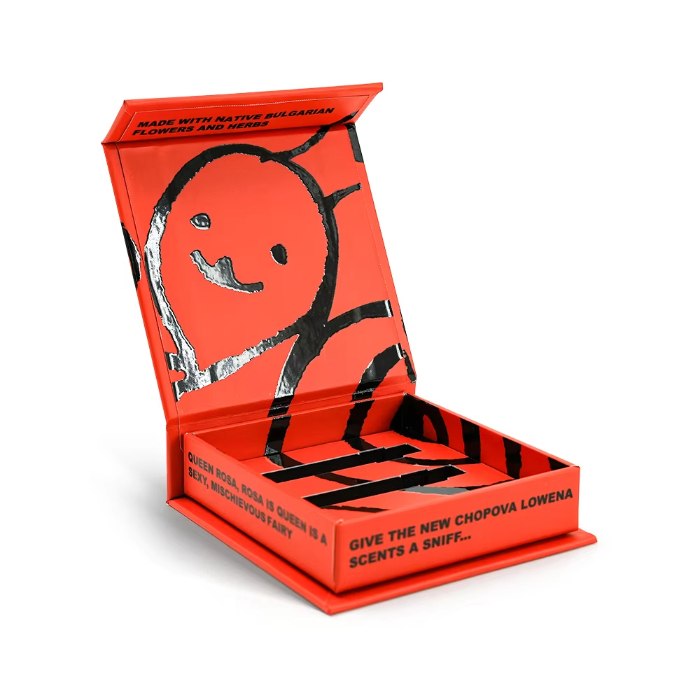 Подарочная коробка в форме книги из высококачественного картона с магнитным клапаном для образцов духов