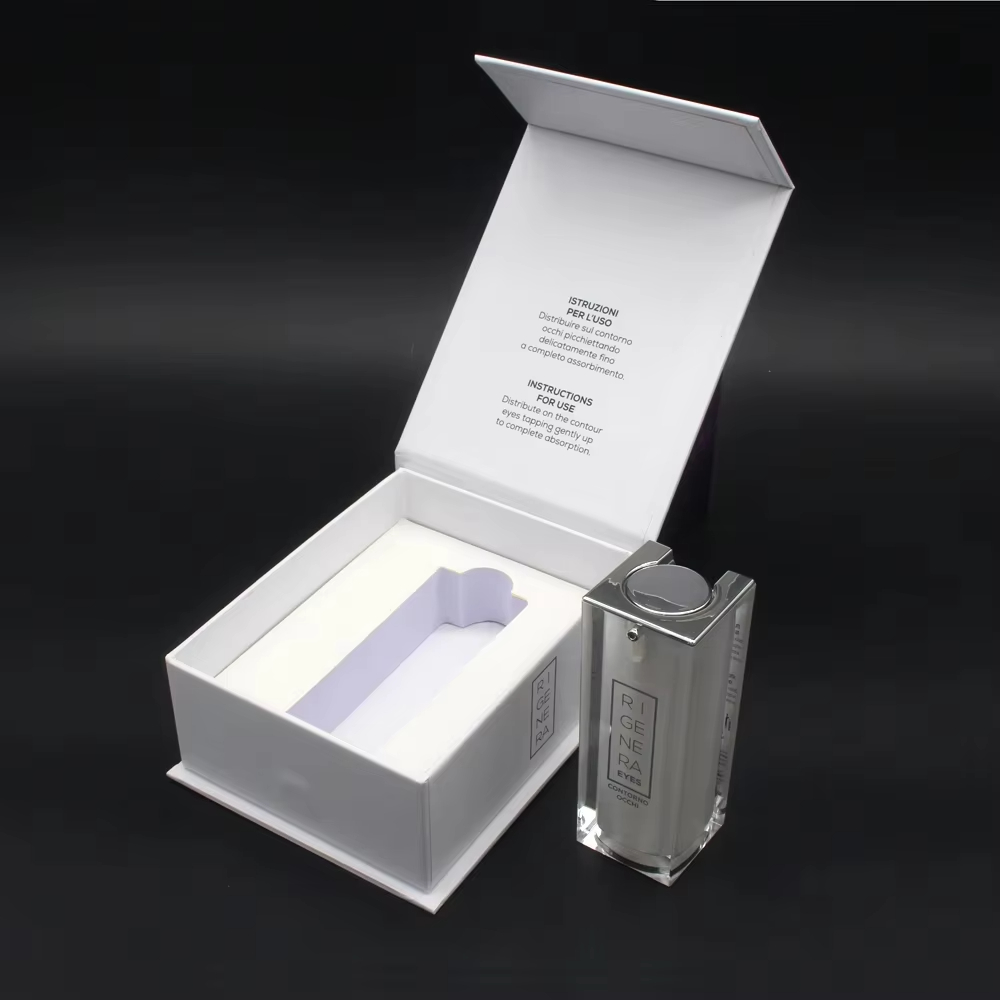 Белая картонная коробка для упаковки косметического крема для лица с вкладышем EVA