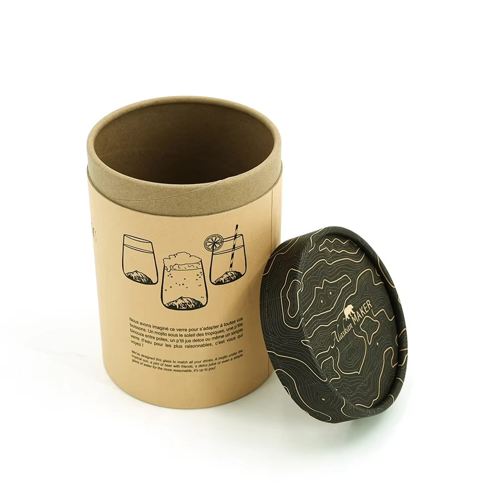 Бесплатная разработка индивидуального дизайна: картонная упаковка из переработанного материала, круглая трубка, цилиндрическая коробка для чая