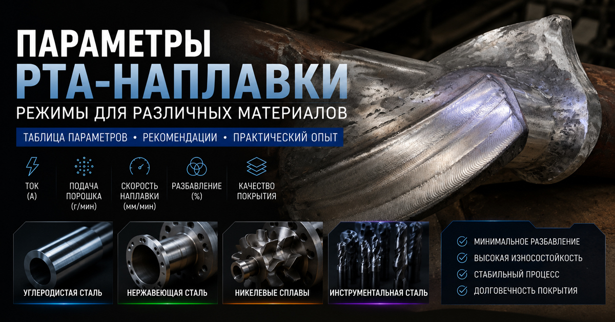 Параметры PTA-наплавки различных материалов: рекомендации по выбору режима наплавки