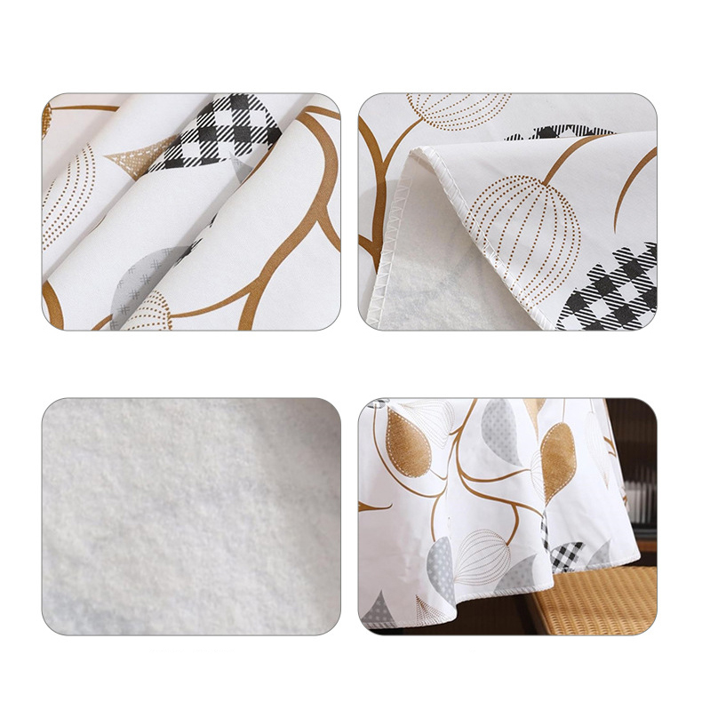 ПВХ-покрывало круглое с листовым узором с оверлоком