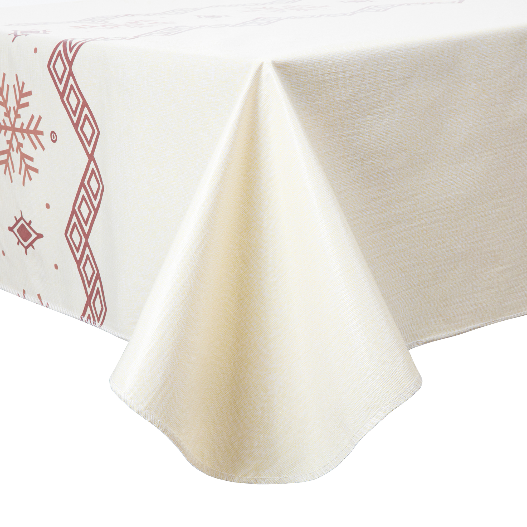 Прямоугольная скатерть PVC бежевого цвета с узором снежинок