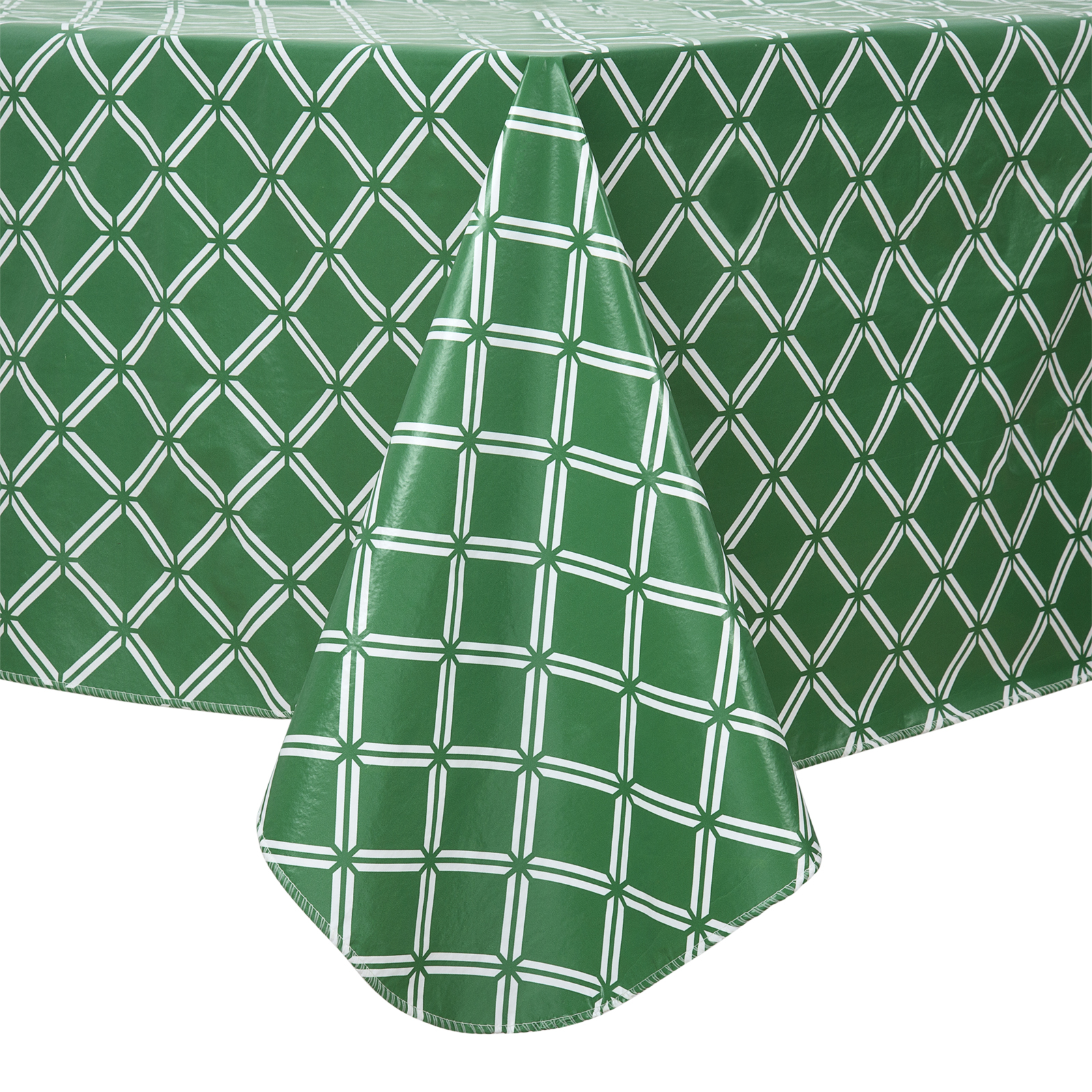 Скатерть из ПВХ с ромбовидным узором зеленый