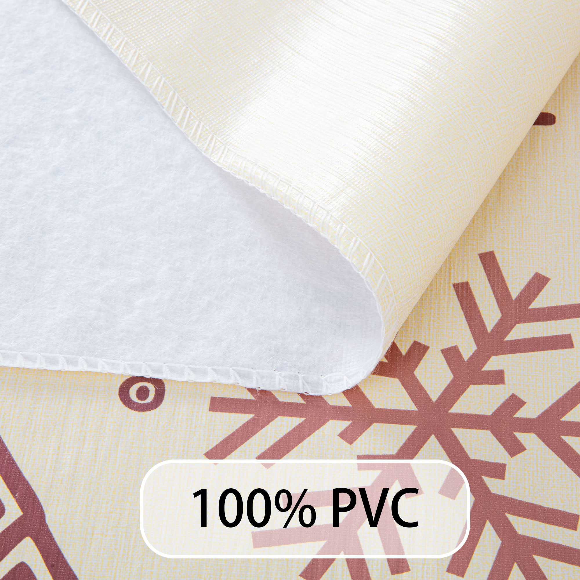 Прямоугольная скатерть PVC бежевого цвета с узором снежинок