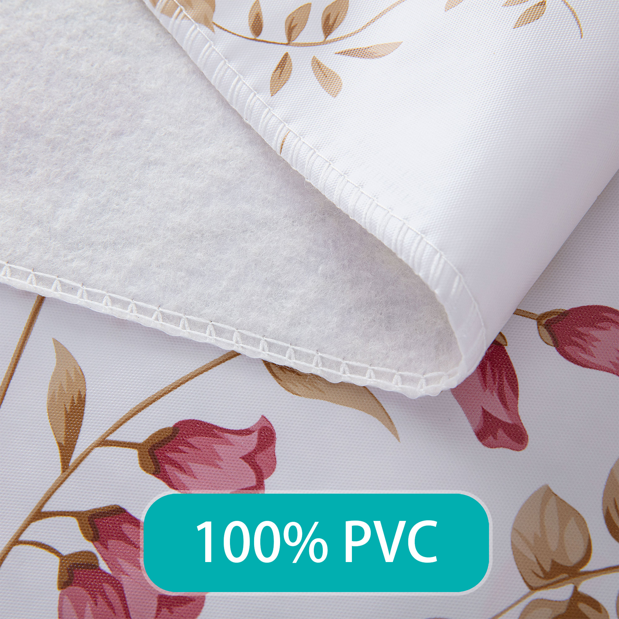 Квадратная скатерть PVC с узором крупных красных цветков