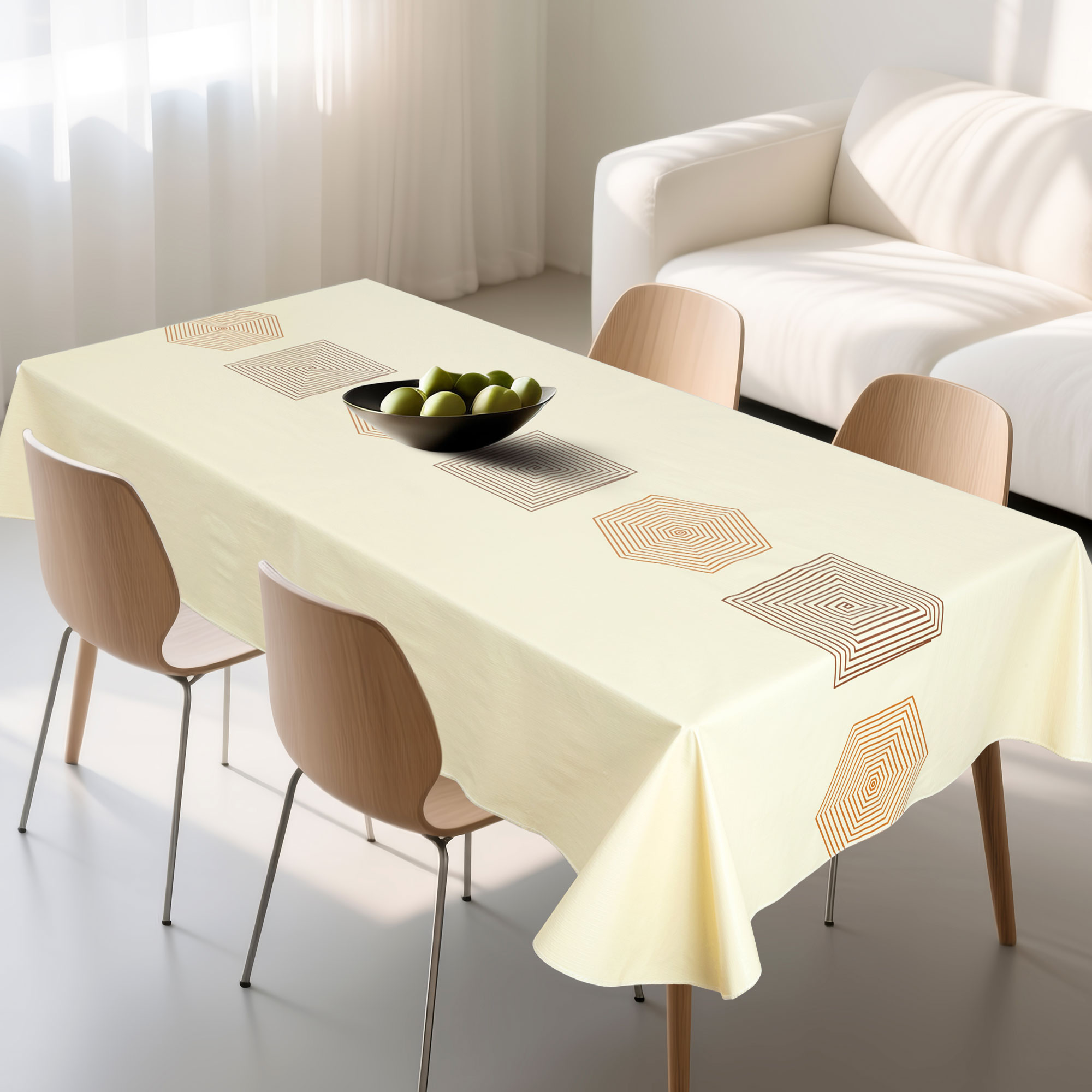 Скатерть PVC прямоугольная светлая геометрия линий