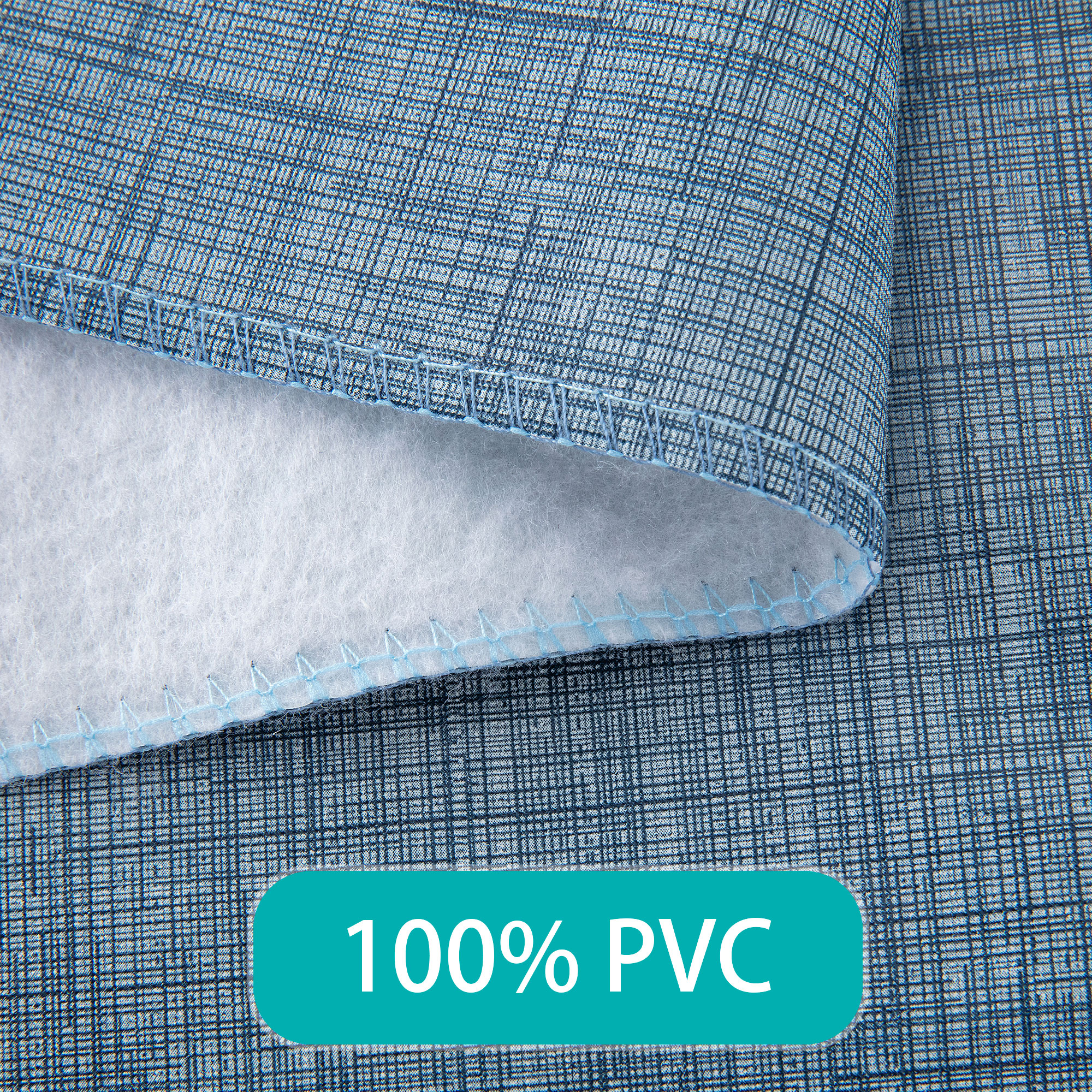 Прямоугольная скатерть из PVC голубого цвета с тканевым узором