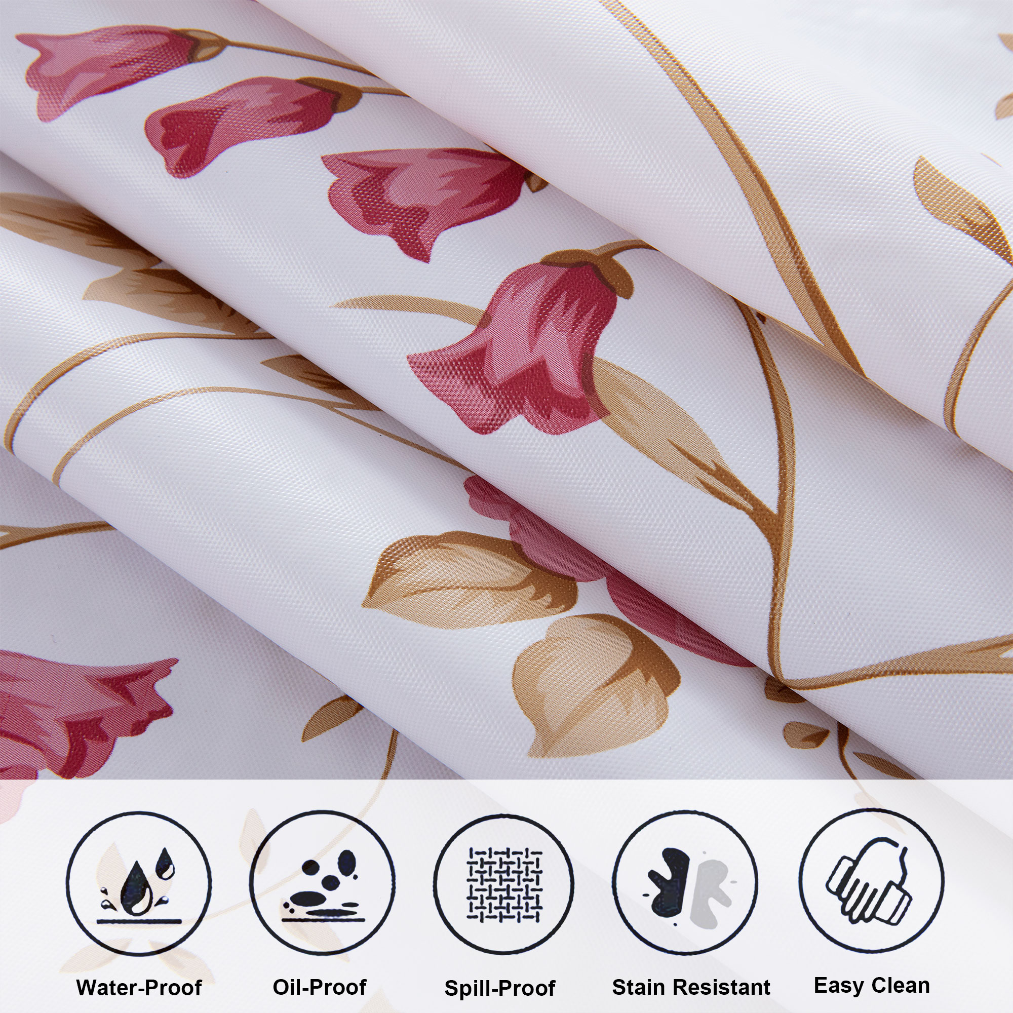 Квадратная скатерть PVC с узором крупных красных цветков