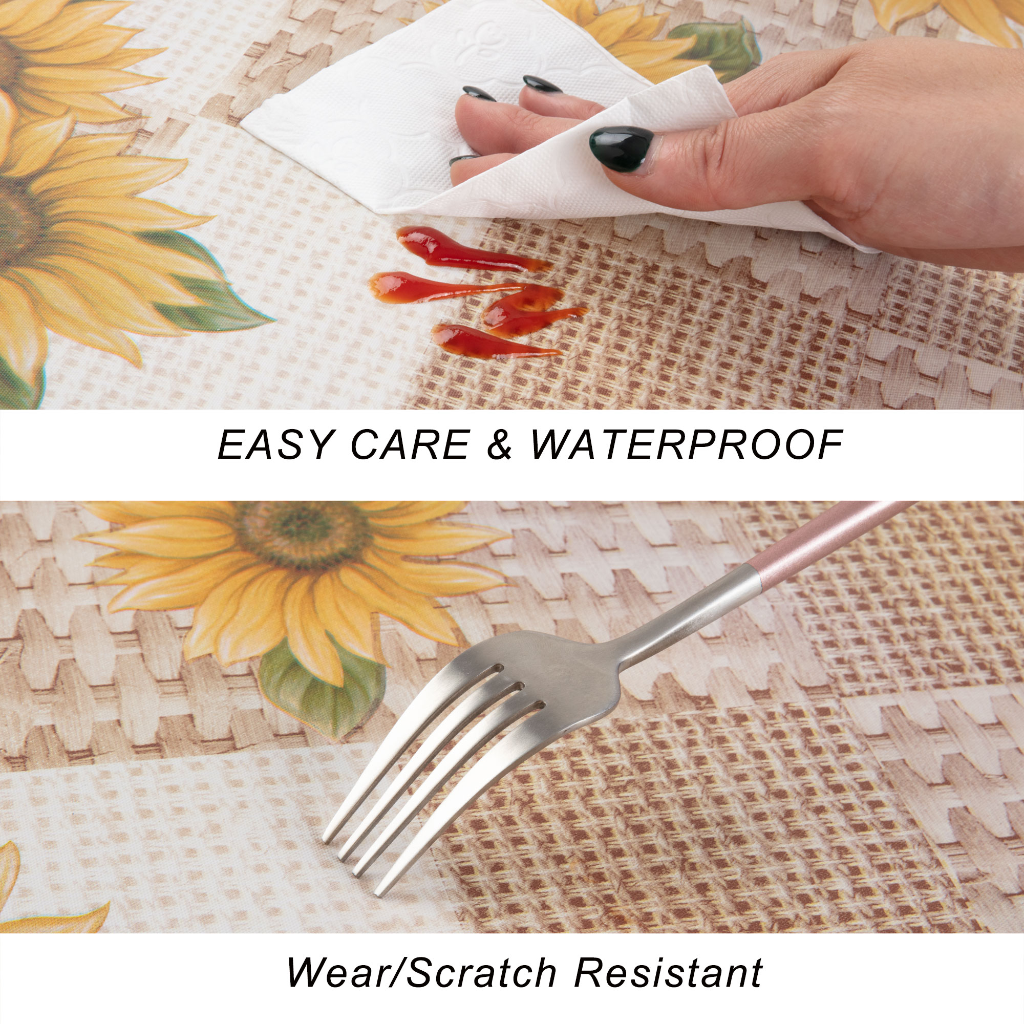 Круглое ПВХ-скатерть с рисунком подсолнуха