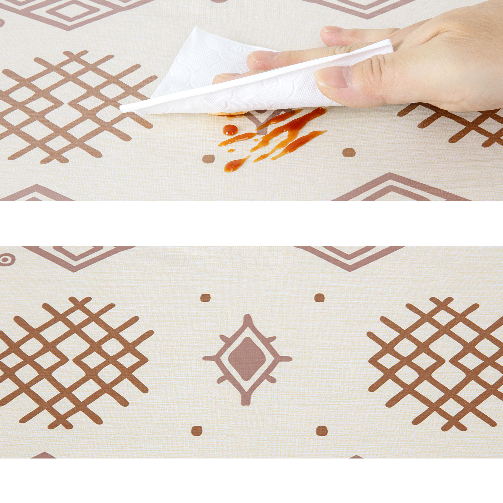 Прямоугольная скатерть PVC с линовым узором бежевого цвета