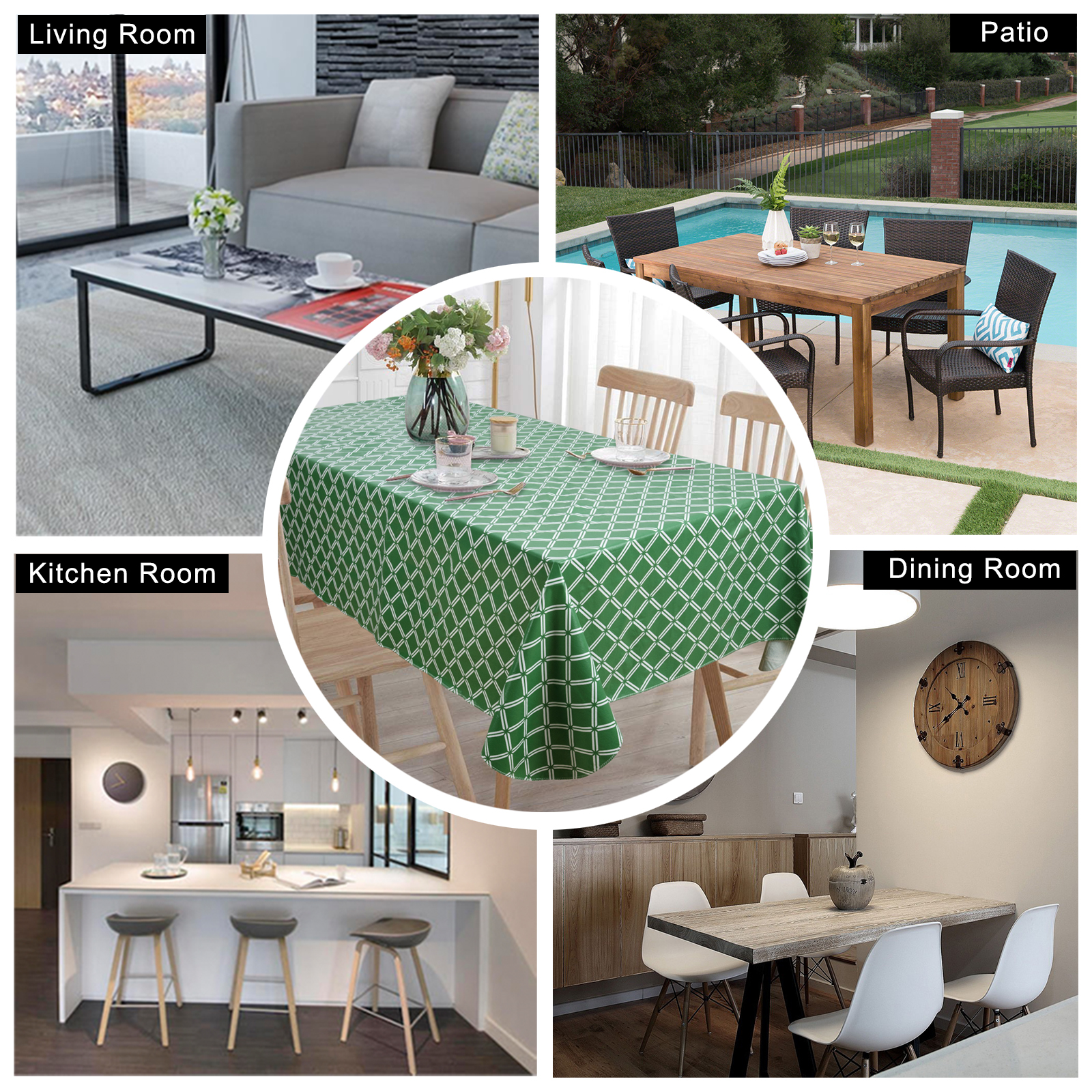 Скатерть из ПВХ с ромбовидным узором зеленый