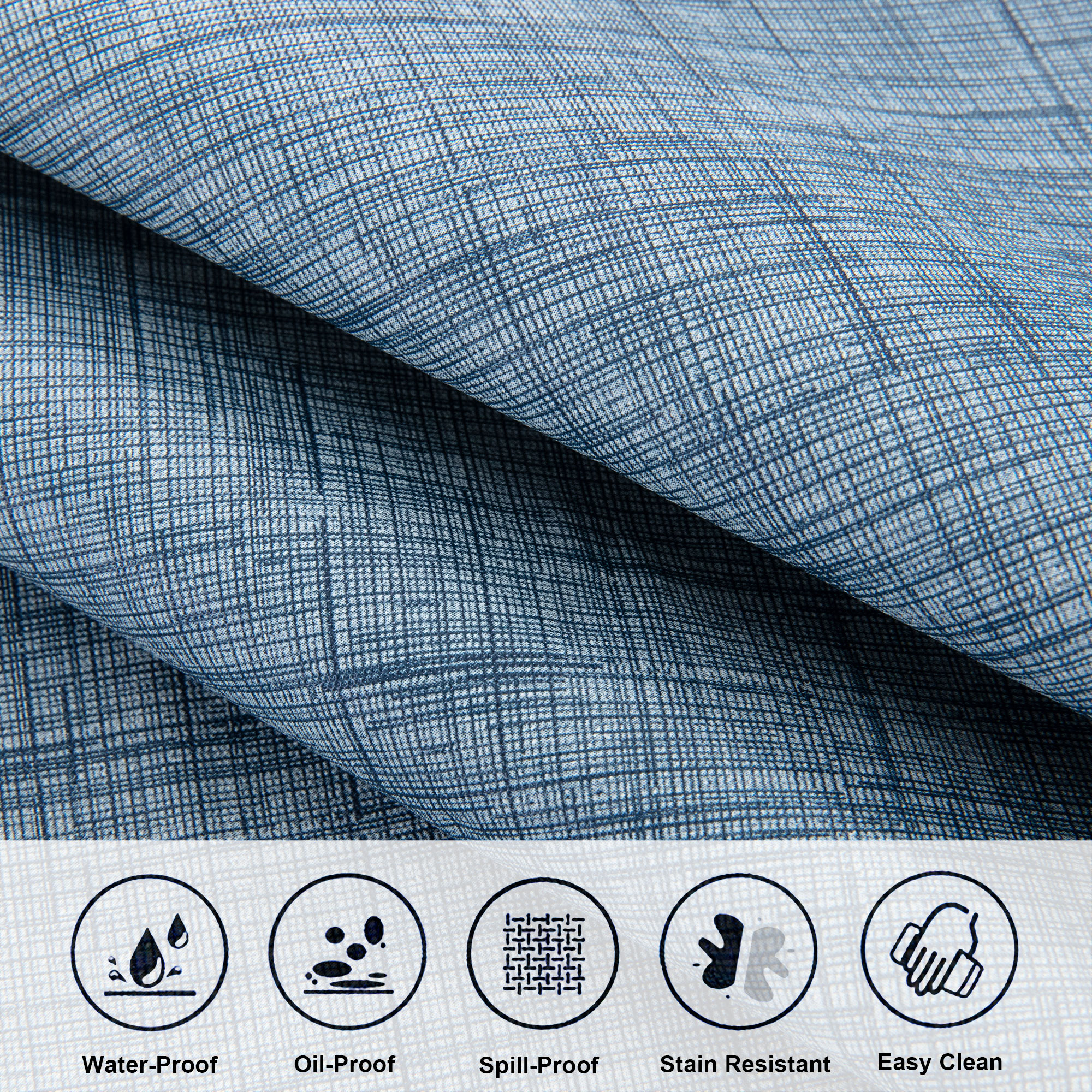 Прямоугольная скатерть из PVC голубого цвета с тканевым узором