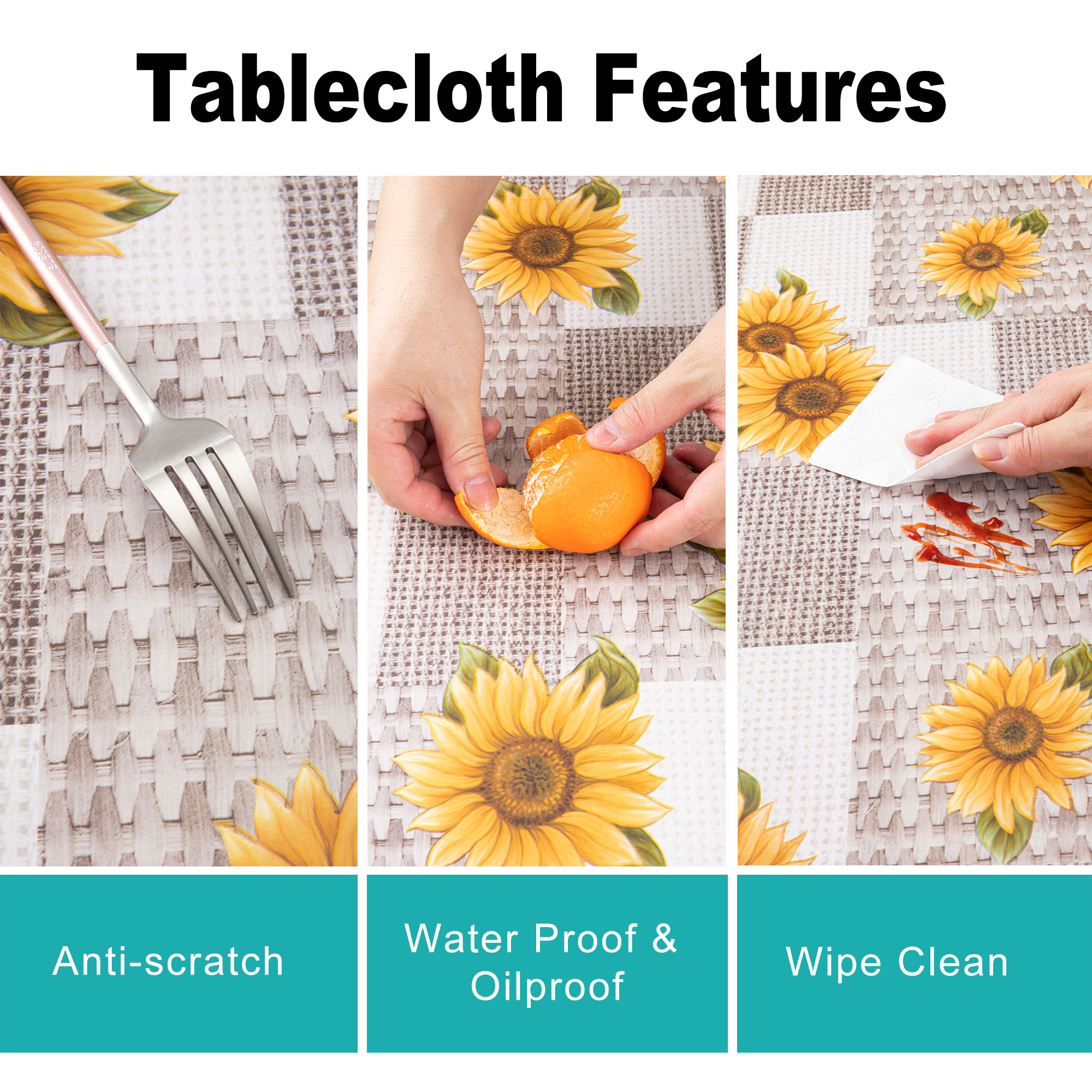 Прямоугольный PVC скатерть-подсолнечник