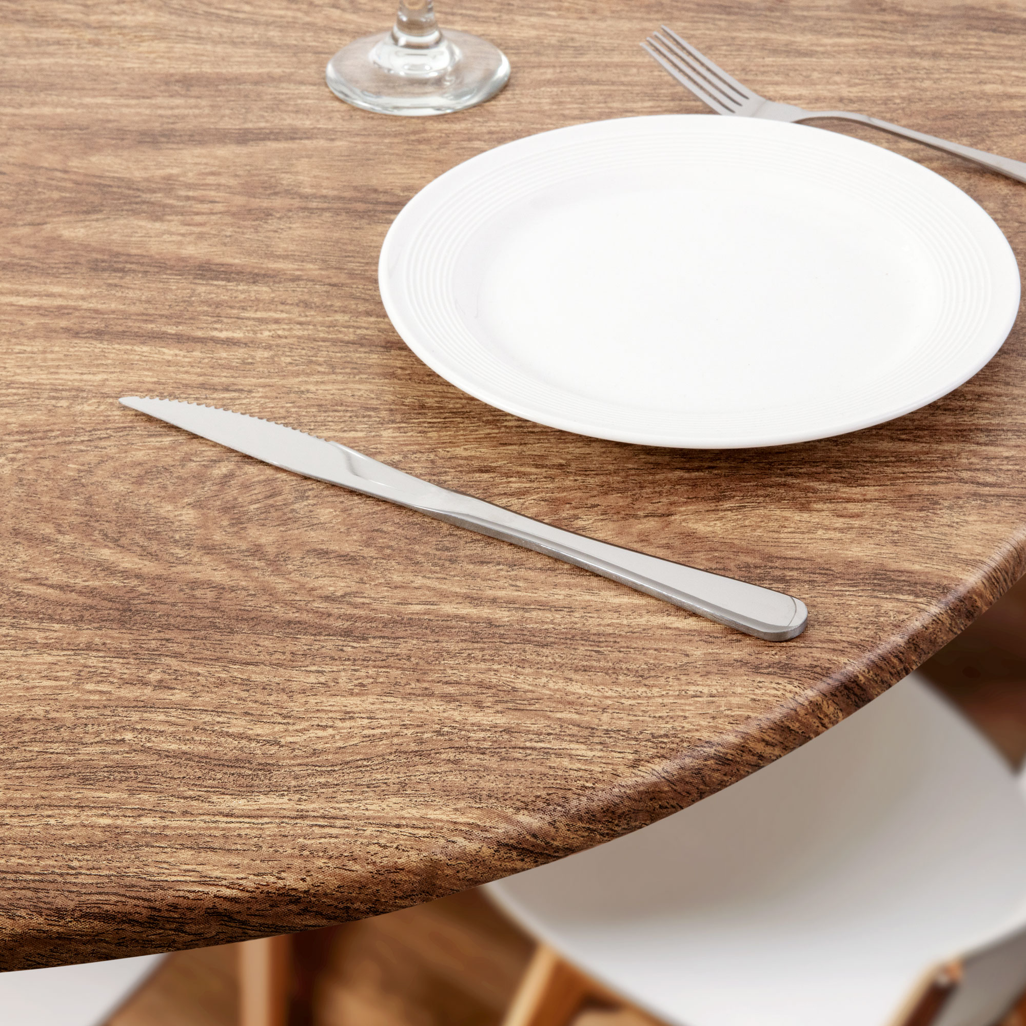 Круглая скатерть PVC с деревянным узором