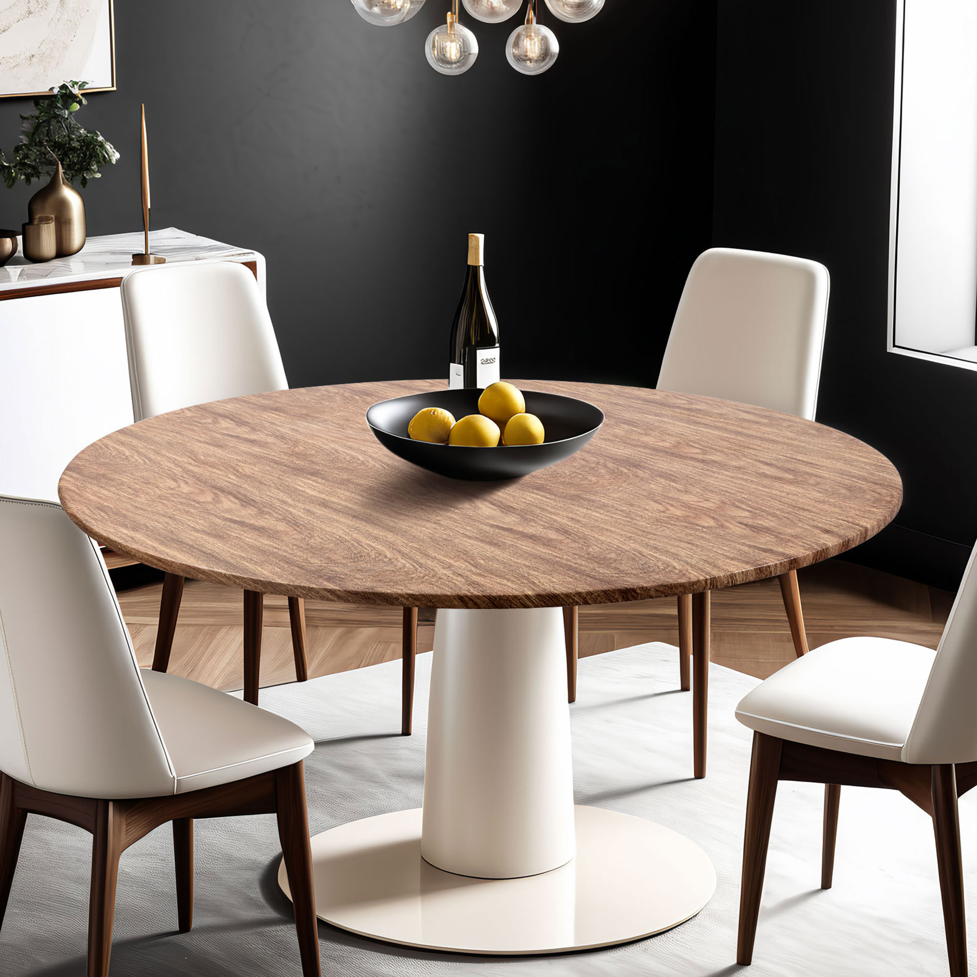 Круглая скатерть PVC с деревянным узором