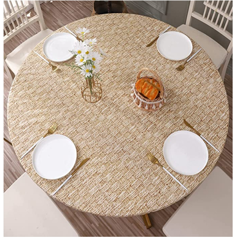 Скатерть PVC круглая плетёный узор