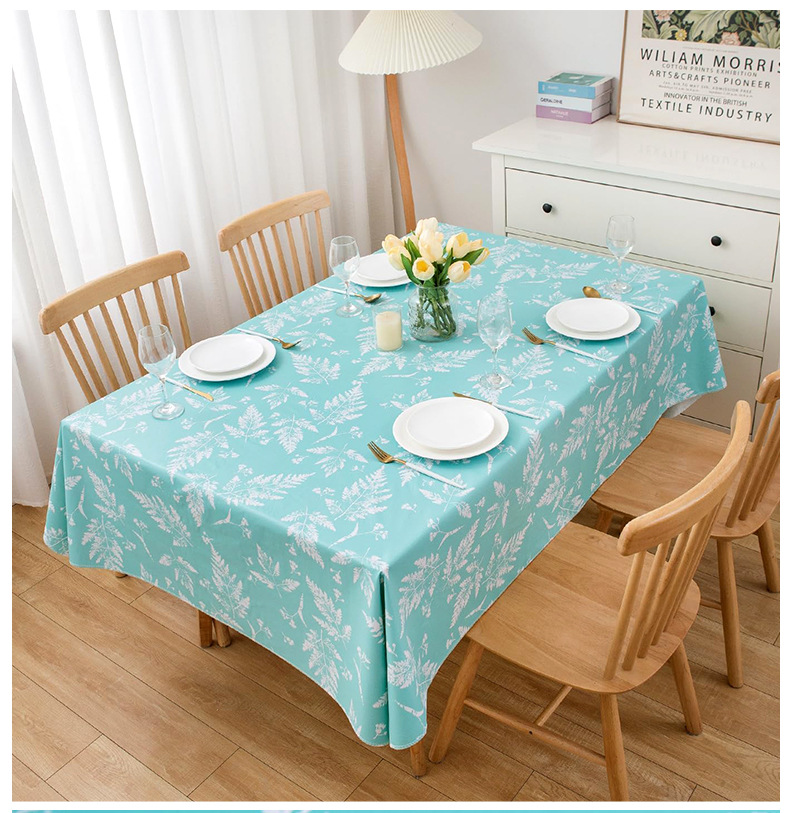 Скатерть PVC прямоугольная лазурная с листьями