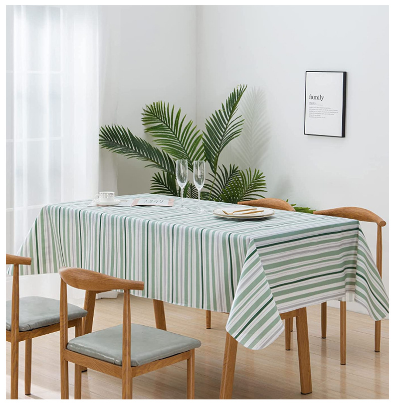Прямоугольная скатерть PVC с зелёными полосками