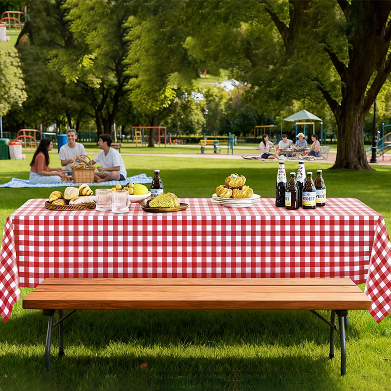 ПВХ-Покрывало для Стола Прямоугольное с Красно-белой Клеткой