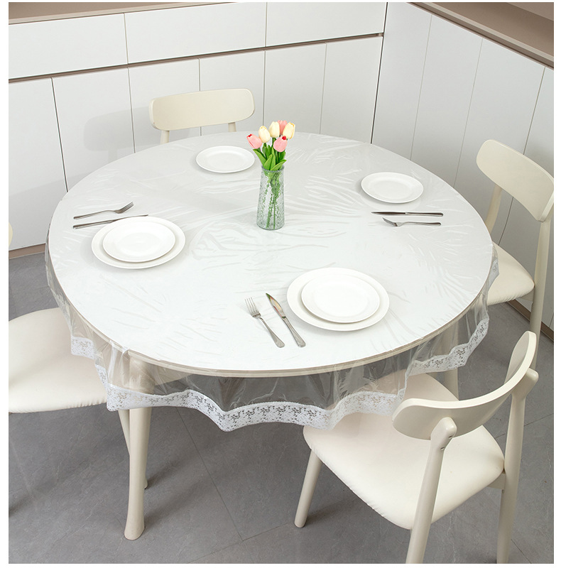 ПВХ-покрывало прозрачное с кружевной каймой