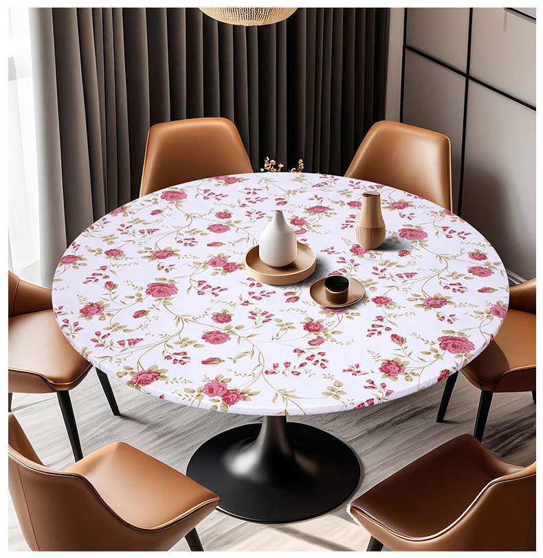 Круглое ПВХ-покрывало с красными цветами