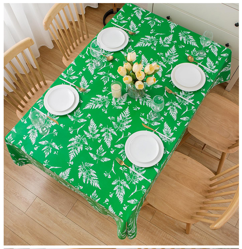 ПВХ-покрывало прямоугольное зеленое с листовым узором