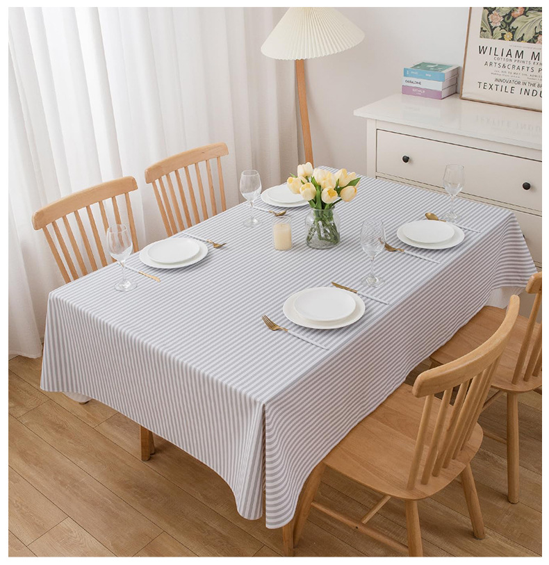 Скатерть ПВХ прямоугольная серая в полоску