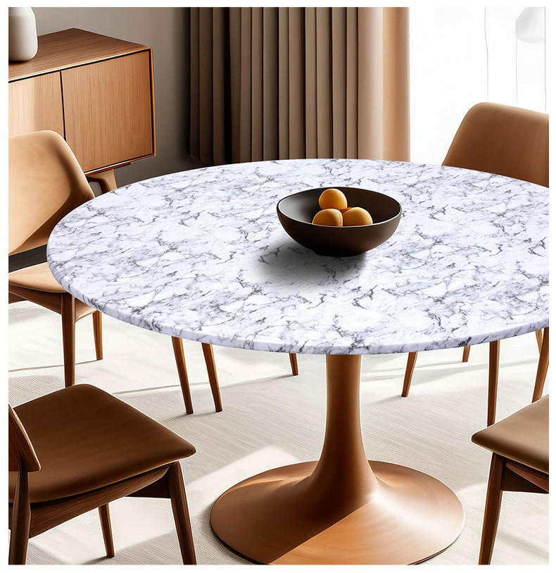 Круглое накрытие для стола из ПВХ с мраморным узором