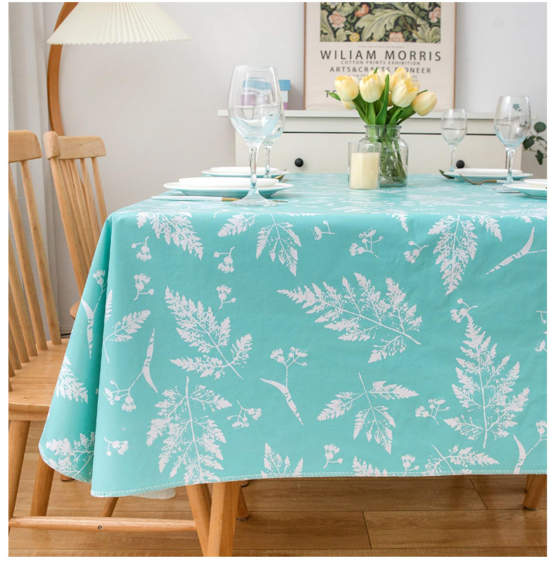 Скатерть PVC прямоугольная лазурная с листьями