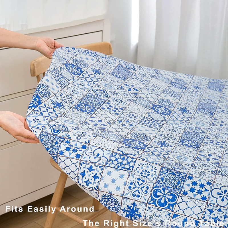 Круглая скатерть PVC с узором под плитку