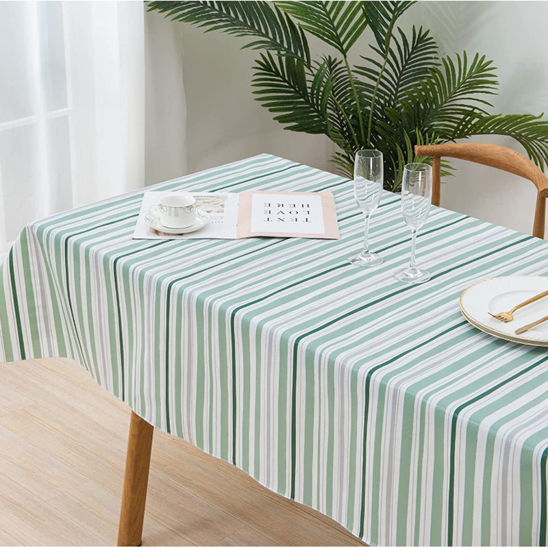 Прямоугольная скатерть PVC с зелёными полосками