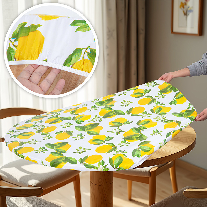 Круглое ПВХ-Покрывало для Стола с Лимонным Патиерном