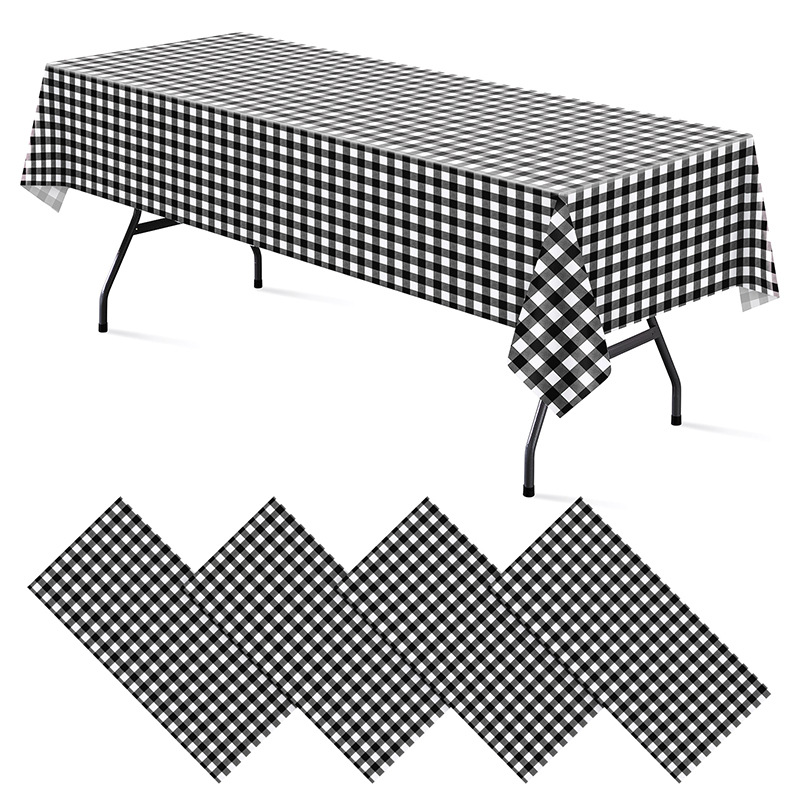 ПВХ-Покрывало Прямоугольное Черно-белая Клетка