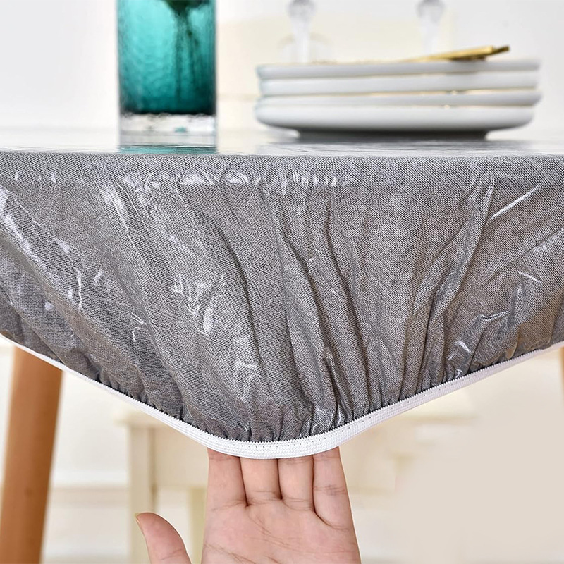 ПВХ-покрывало круглое серое с тканевым узором