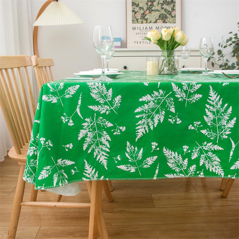 ПВХ-покрывало прямоугольное зеленое с листовым узором