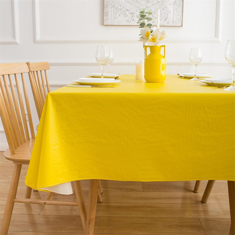 ПВХ-покрывало прямоугольное лимонное с тканевым узором