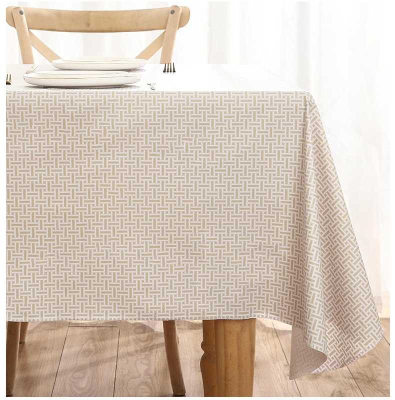 Прямоугольное накрытие для стола из ПВХ светло-коричневого цвета с мелкими клетками
