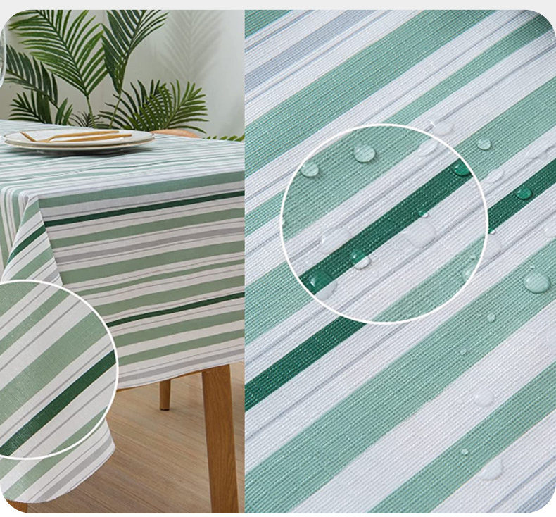 Прямоугольная скатерть PVC с зелёными полосками
