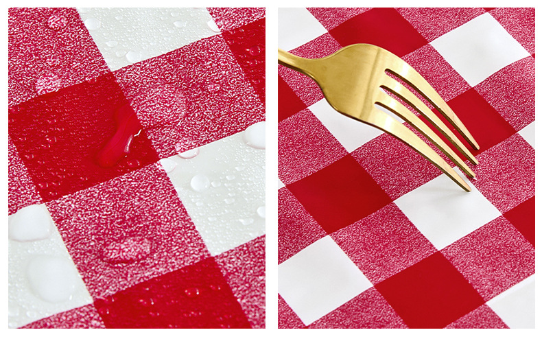 ПВХ-Покрывало для Стола Прямоугольное с Красно-белой Клеткой