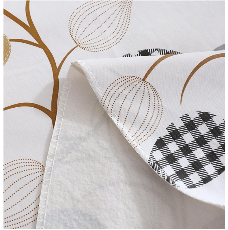 ПВХ-покрывало круглое с листовым узором с оверлоком