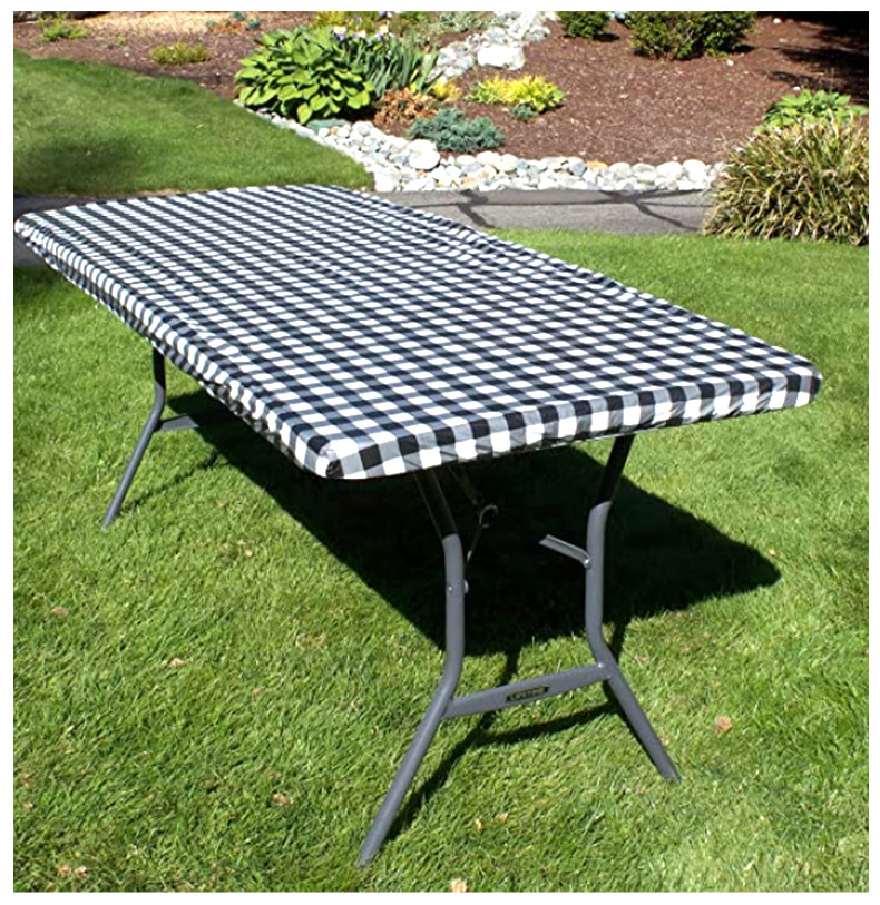 Комплект скатертей PVC черно-белая клетка для улицы