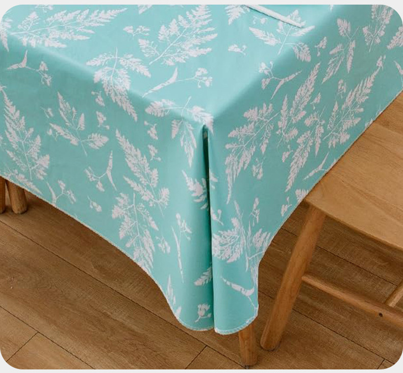 Скатерть PVC прямоугольная лазурная с листьями