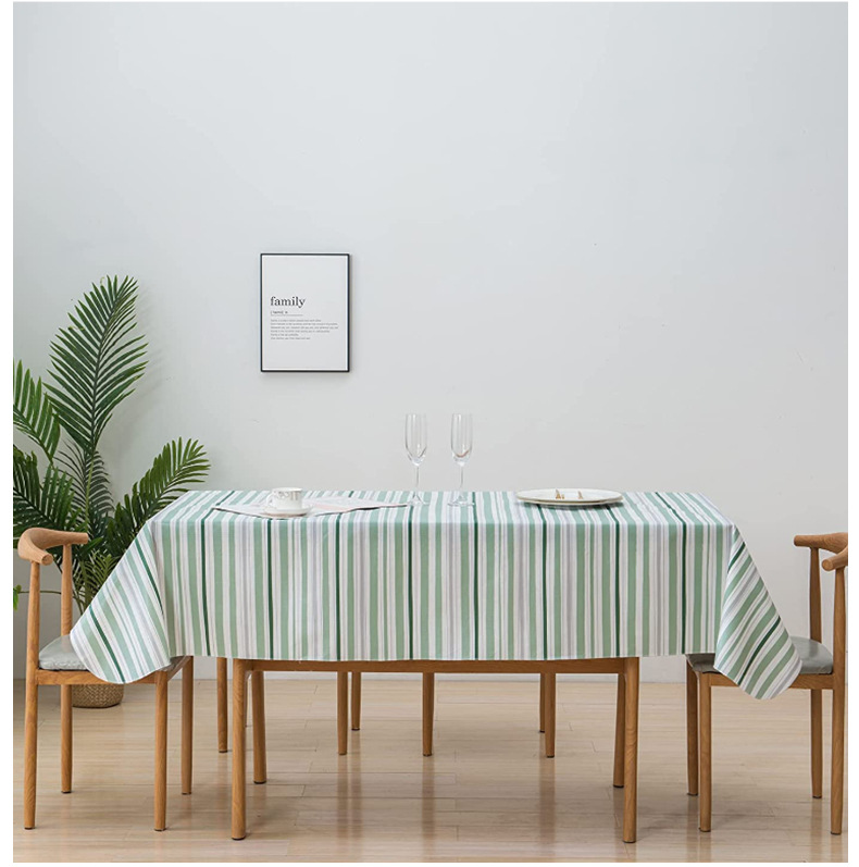 Прямоугольная скатерть PVC с зелёными полосками