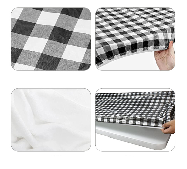 Комплект скатертей PVC черно-белая клетка для улицы