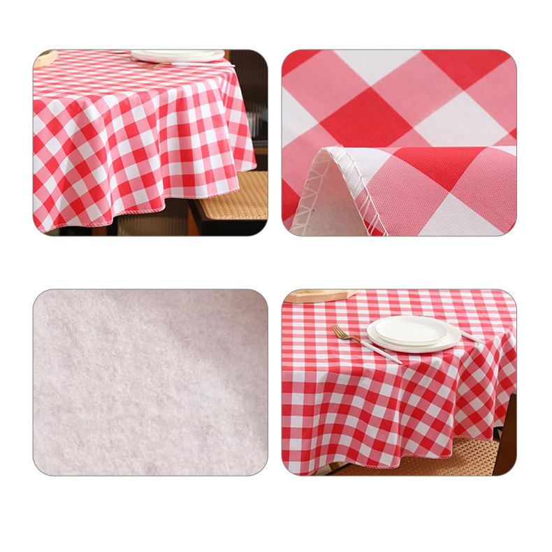 Красное в клетку круглое ПВХ-покрывало