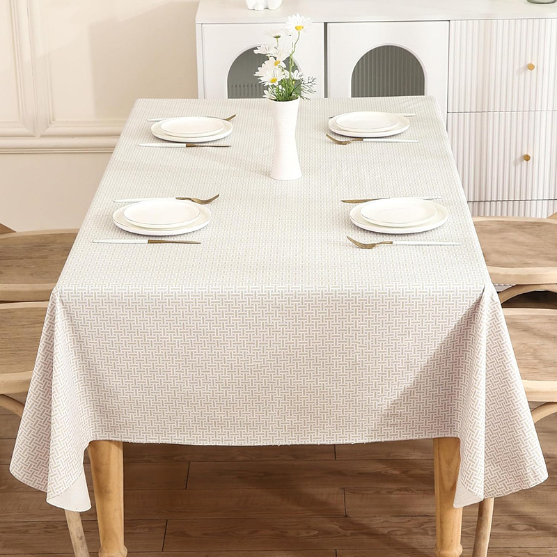 Прямоугольное накрытие для стола из ПВХ светло-коричневого цвета с мелкими клетками