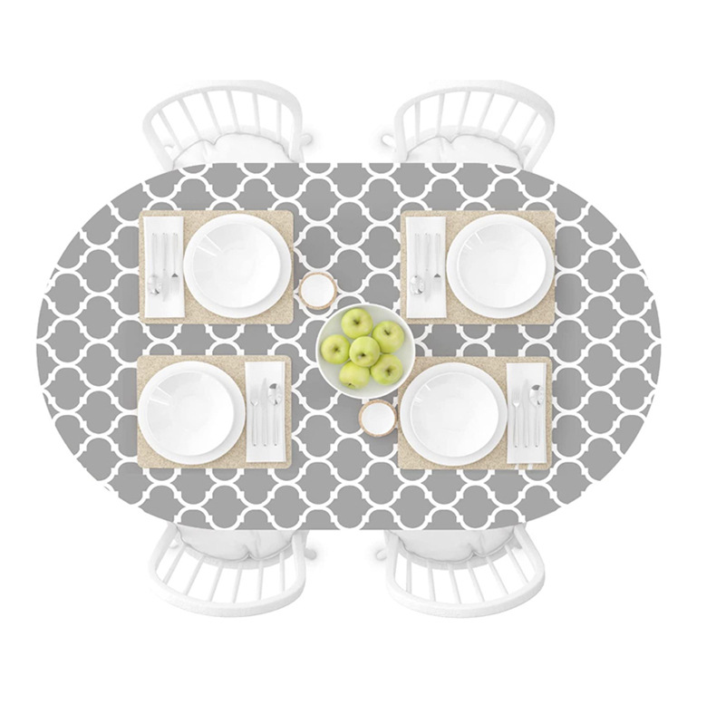 Скатерть PVC эллиптическая серая клетка