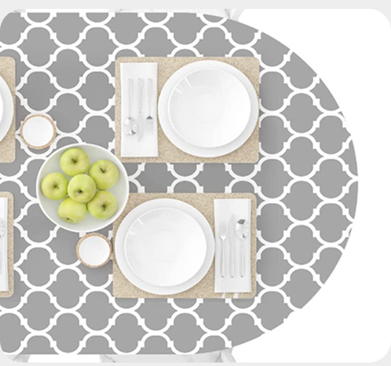 Скатерть PVC эллиптическая серая клетка