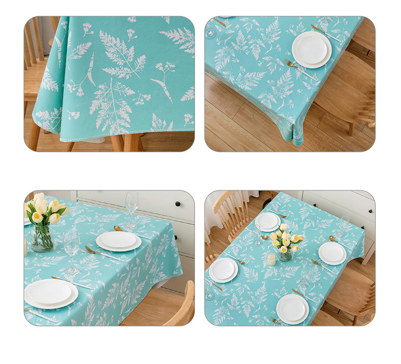 Скатерть PVC прямоугольная лазурная с листьями